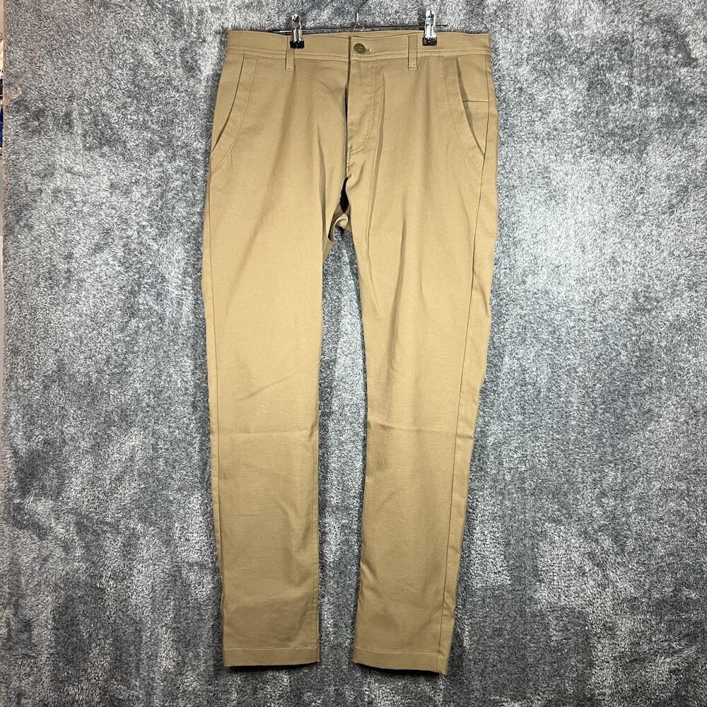 Walter Sky Pants Mens 33x30 Beige Slim Fit Performance Travel Chino WS-B01
